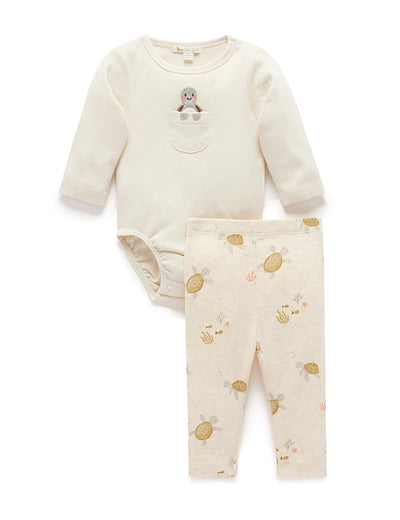 Turtle Print Organic Bodysuit Set
