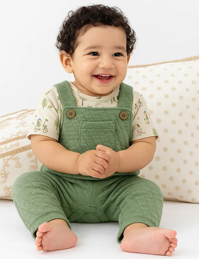 Baby Quilted Dungaree & Animal Print Tee Outfit
