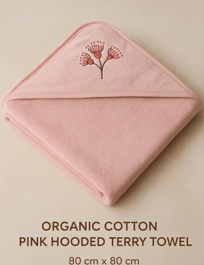 Organic Cotton Pink Hooded Terry Towel (80cm X 80cm) - ohmybebe