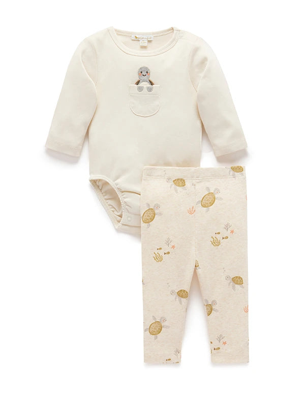 Turtle Print Organic Bodysuit Set