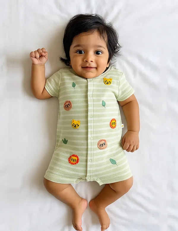 Savanna Stripe Organic Cotton Baby Romper – Short Sleeve