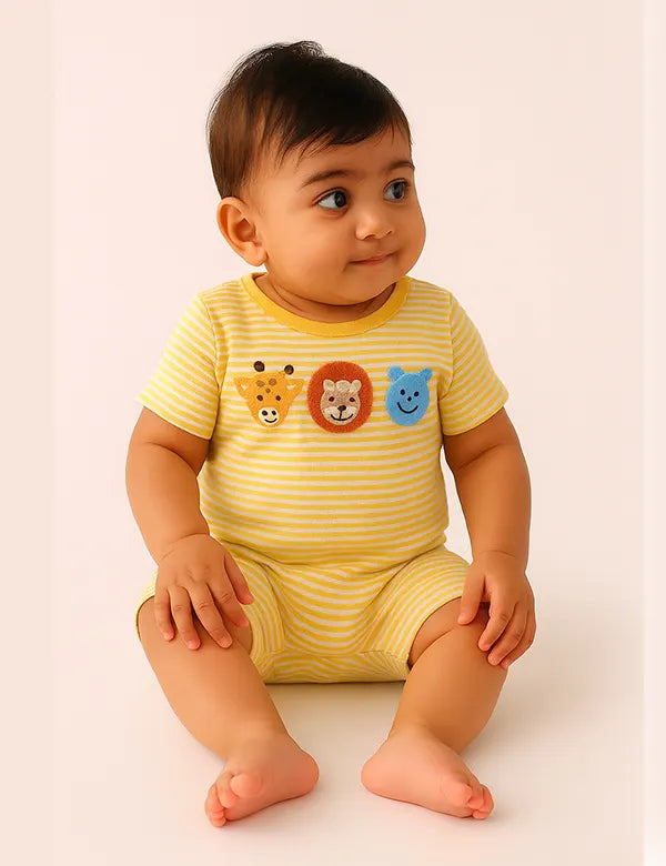 Marula Stripe Organic Cotton Baby Romper – Short Sleeve