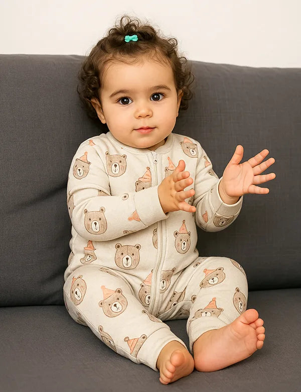 Wheat Bear Organic Cotton Baby Romper with Zip