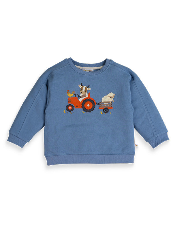 Organic Cotton Kids Sweatshirt Set – Farm & Tractor Print