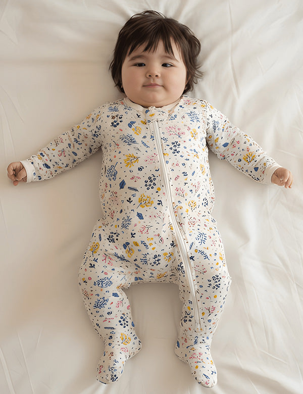 Dusk Floral Organic Cotton Baby Romper with Zip