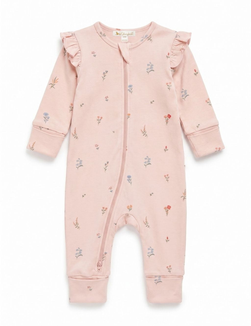Organic Cotton Baby Romper – Pink Floral Print