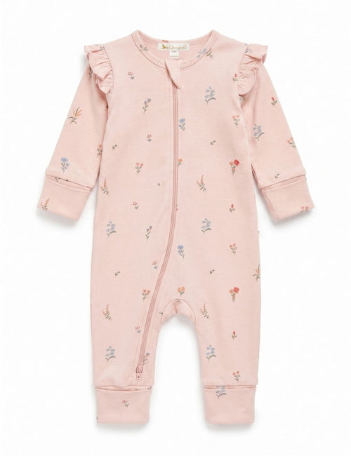 Organic Cotton Baby Romper – Pink Floral Print