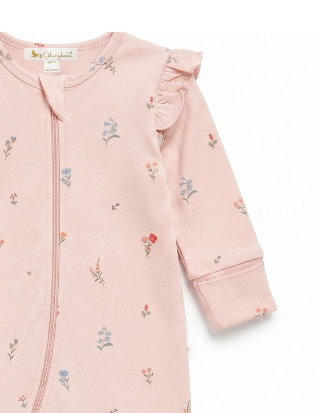 Organic Cotton Baby Romper – Pink Floral Print