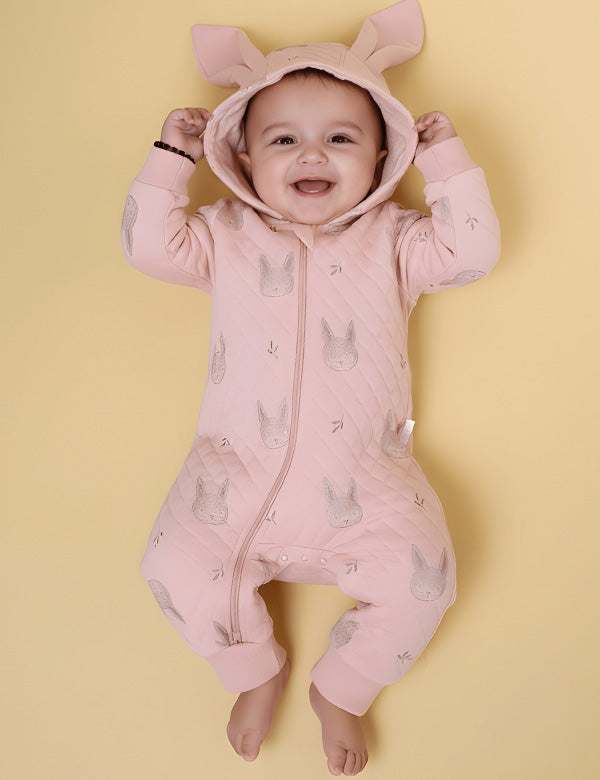 Organic Cotton Bunny Quilted Growsuit – Soft & Cozy for Babies