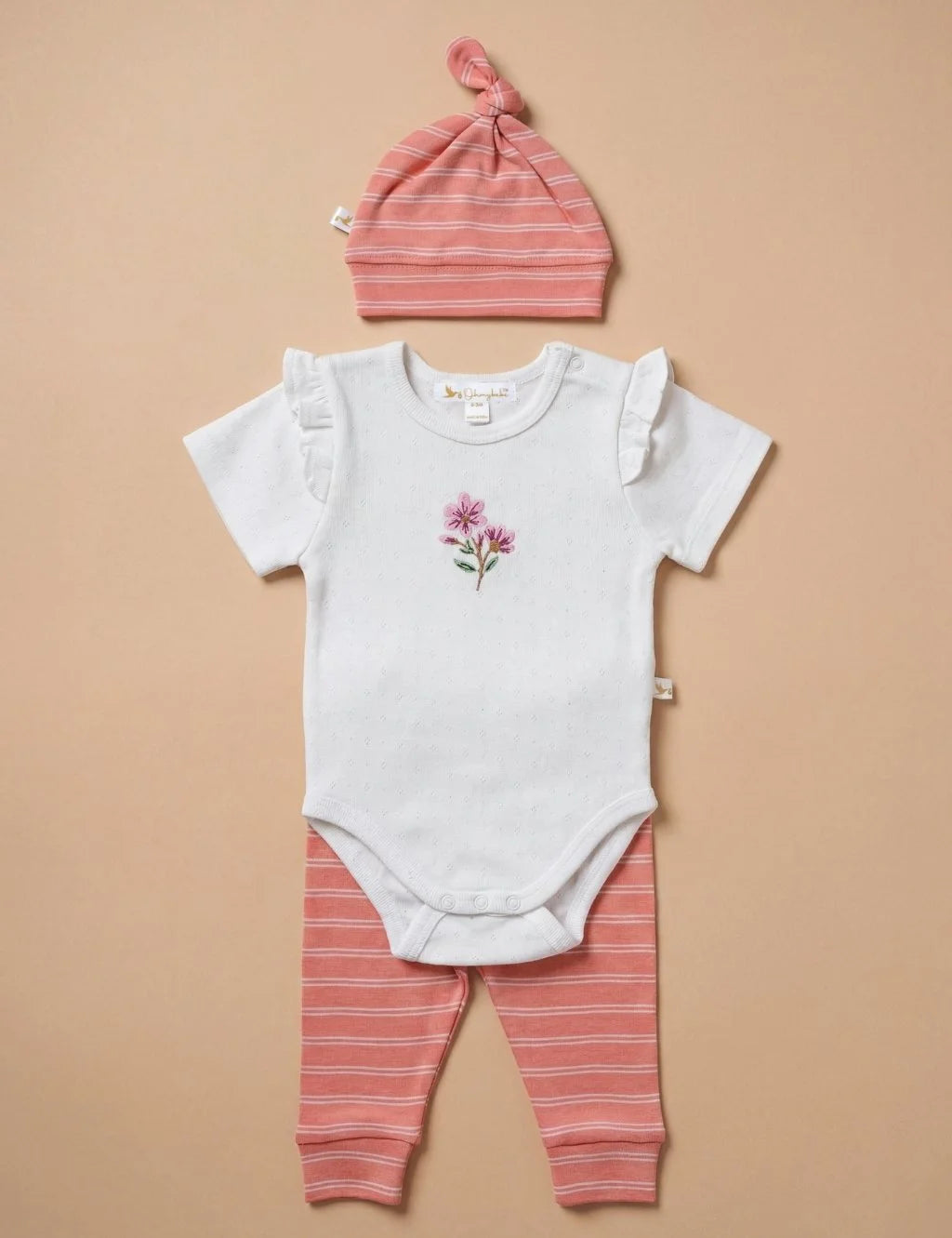 Organic Cotton Baby Ruffle Bodysuit Outfit