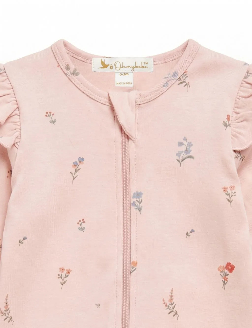 Organic Cotton Baby Romper – Pink Floral Print