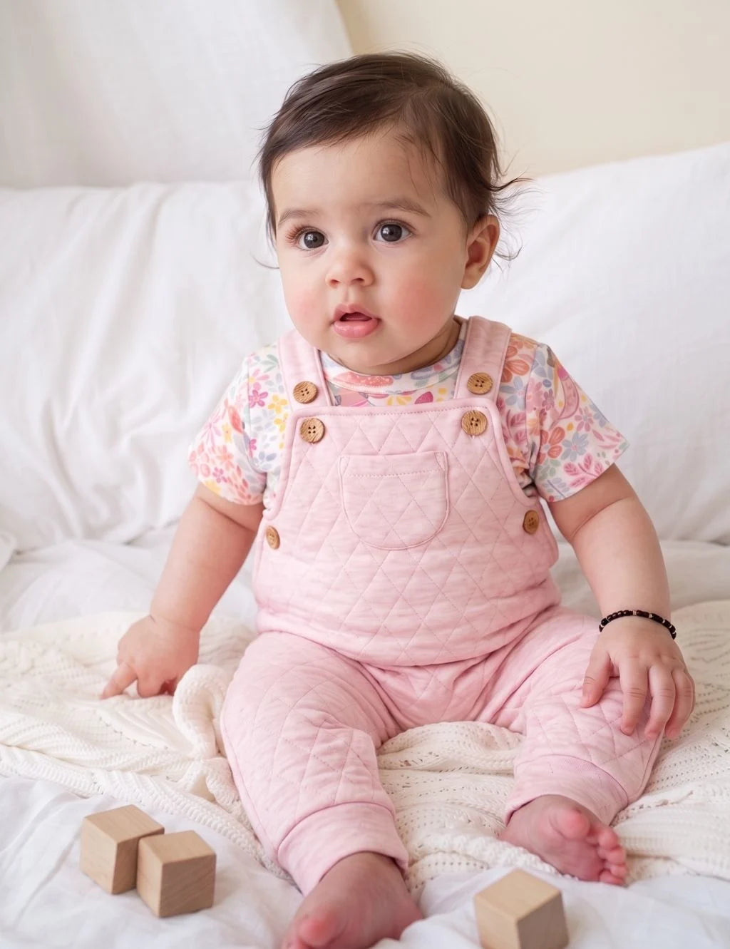 Organic Cotton Quilted Dungaree Set - See Garden Print