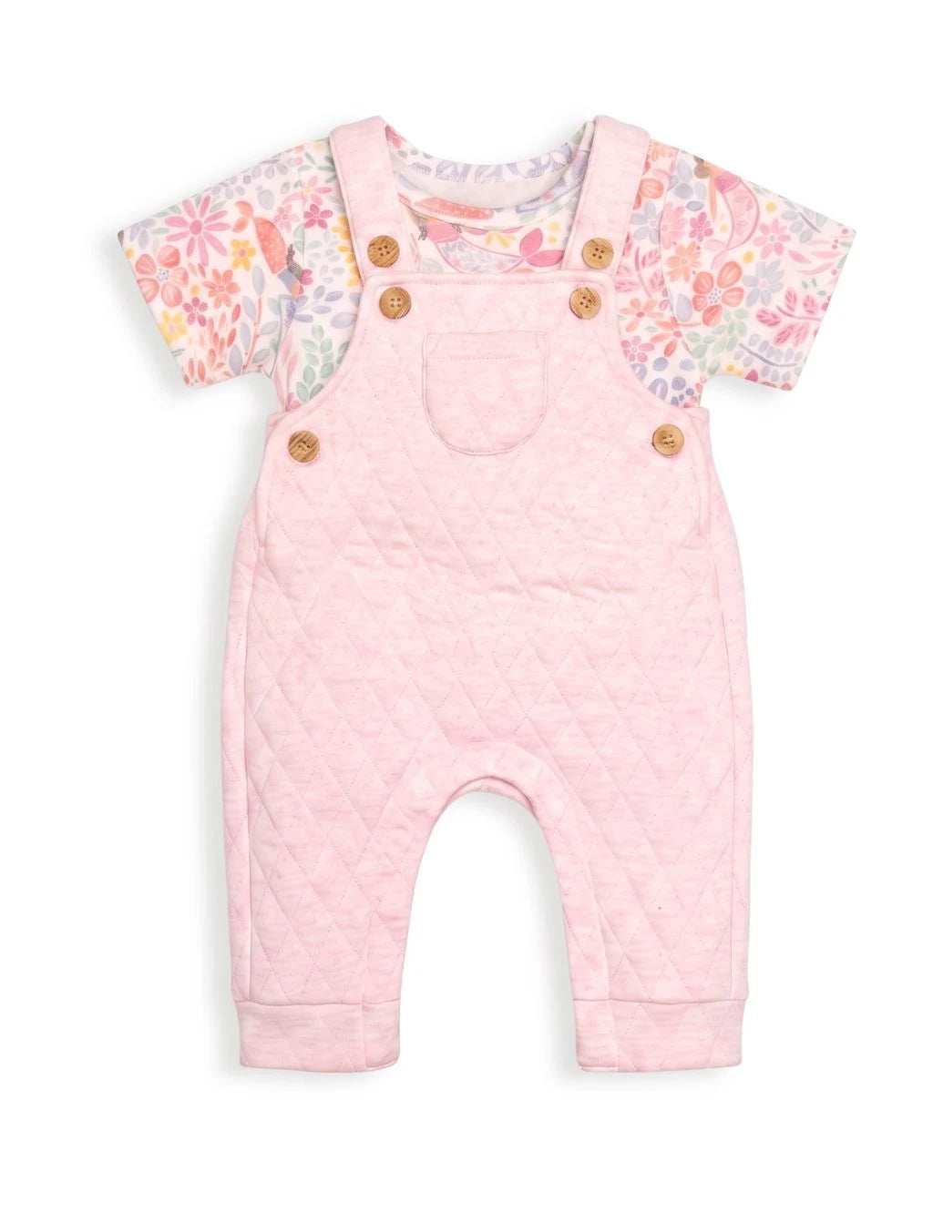 Organic Cotton Quilted Dungaree Set - See Garden Print