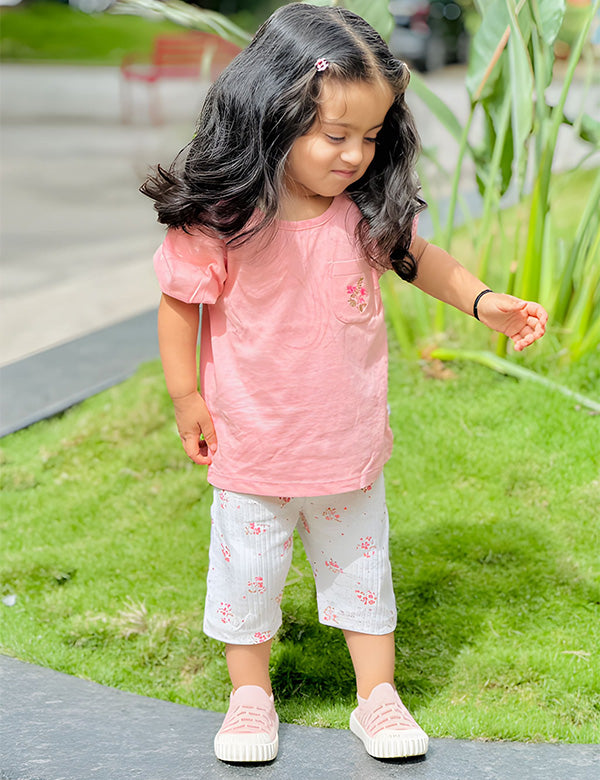 Organic Cotton Gathered Tee & Printed Shorts