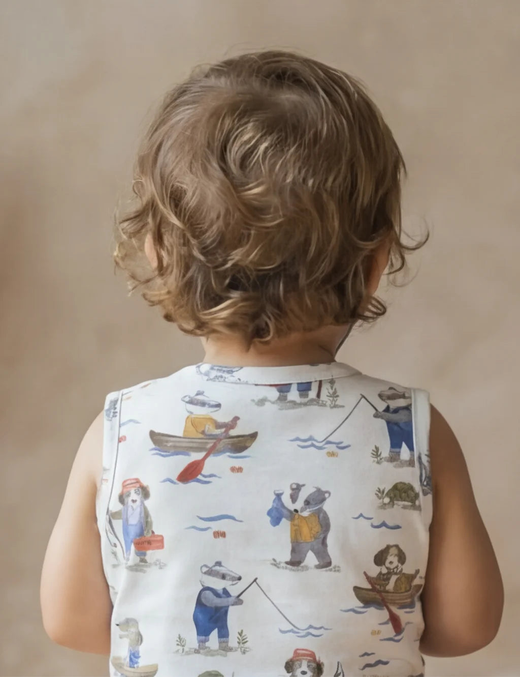 Organic Cotton Romper & Denim Hat Set – Cloud AOP & Dark Denim