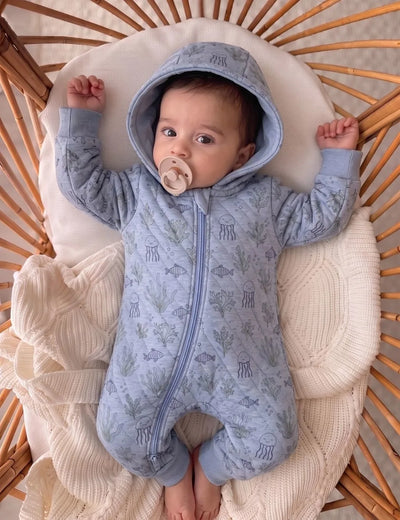 In The Deep Print Quilted Hooded Growsuit