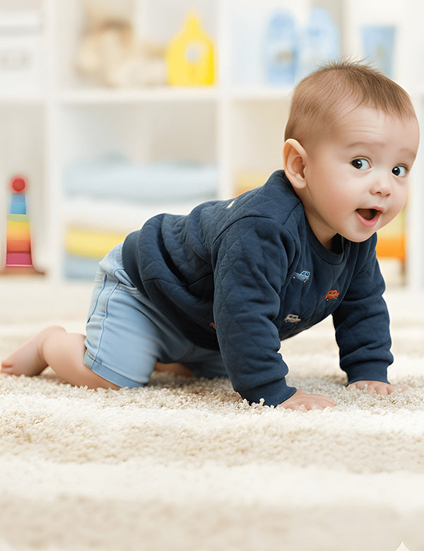 Baby Boy Car Sweatshirt & Denim Shorts Set