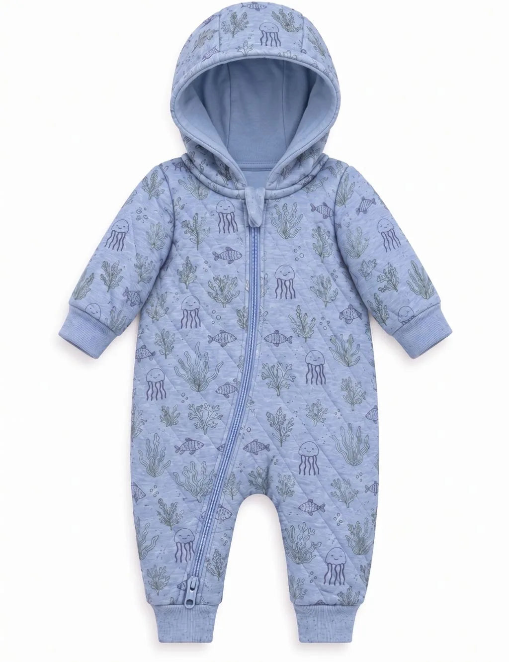 In The Deep Print Quilted Hooded Growsuit