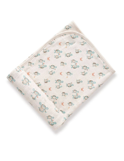 100% Organic Cotton Baby Towel - Hungry Turtles Print