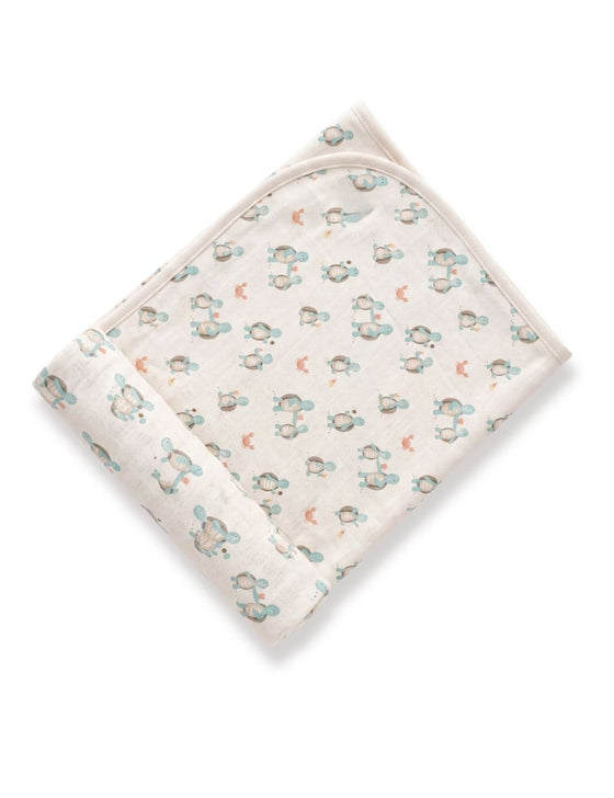 100% Organic Cotton Baby Towel - Hungry Turtles Print