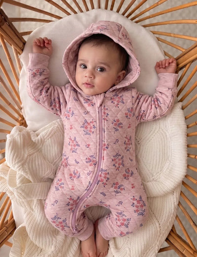 Dusk Posie Quilted Hooded Zipper Growsuit