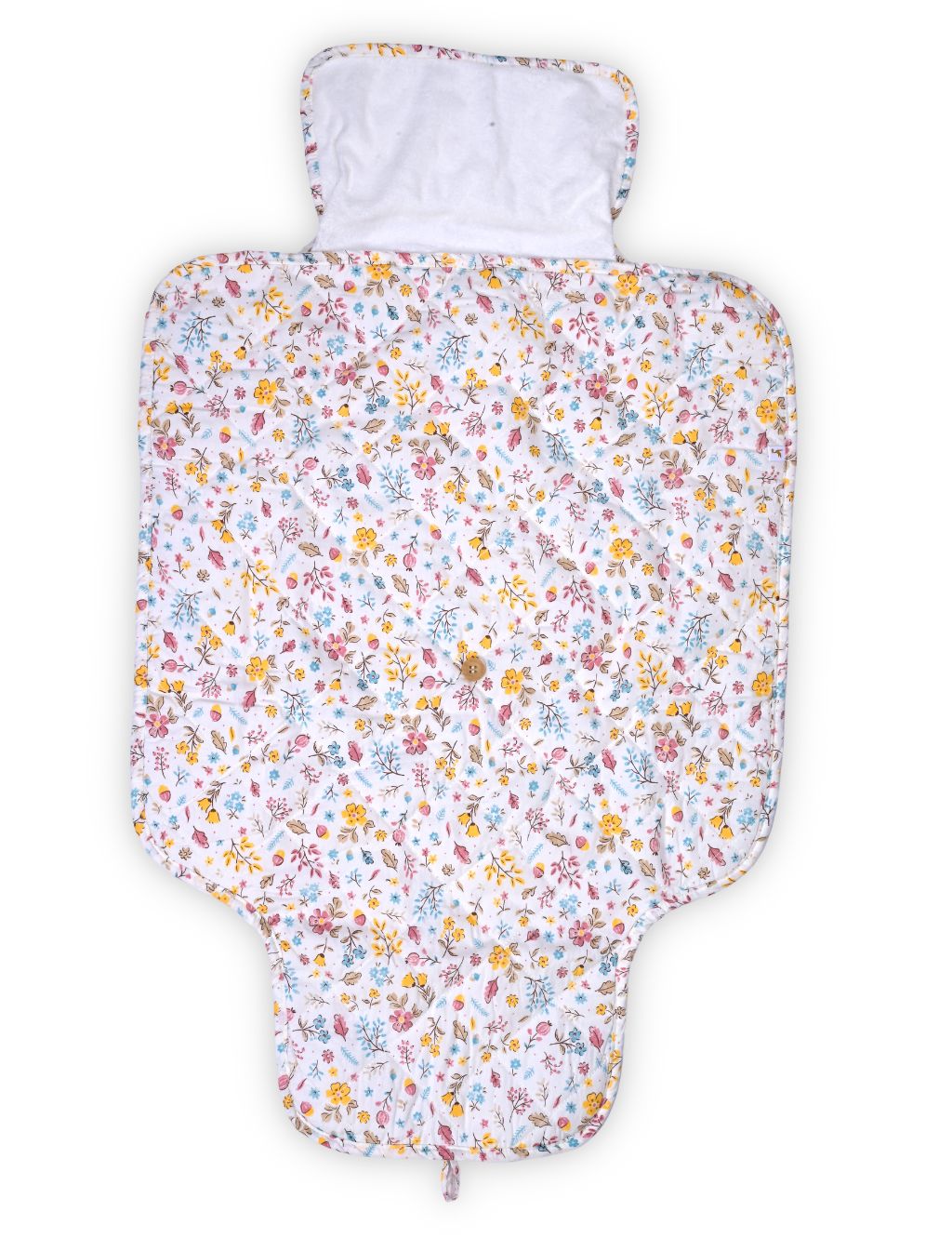 White Floral Quilted Cotton Baby Changing Mat