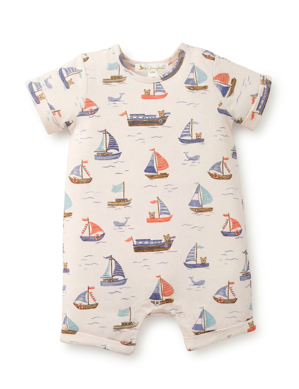 Organic Cotton Cloud Yacht Print Baby Romper