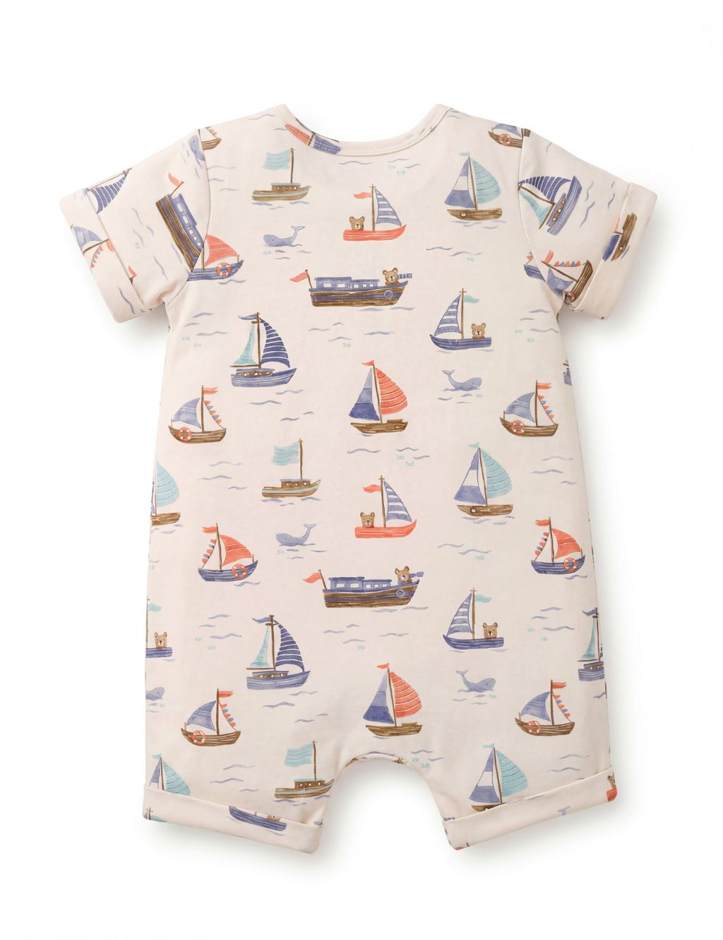 Organic Cotton Cloud Yacht Print Baby Romper