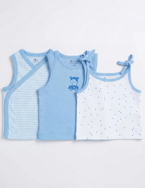 Organic Cotton Baby Jabla Set – 3 Pcs (Blue Combo)