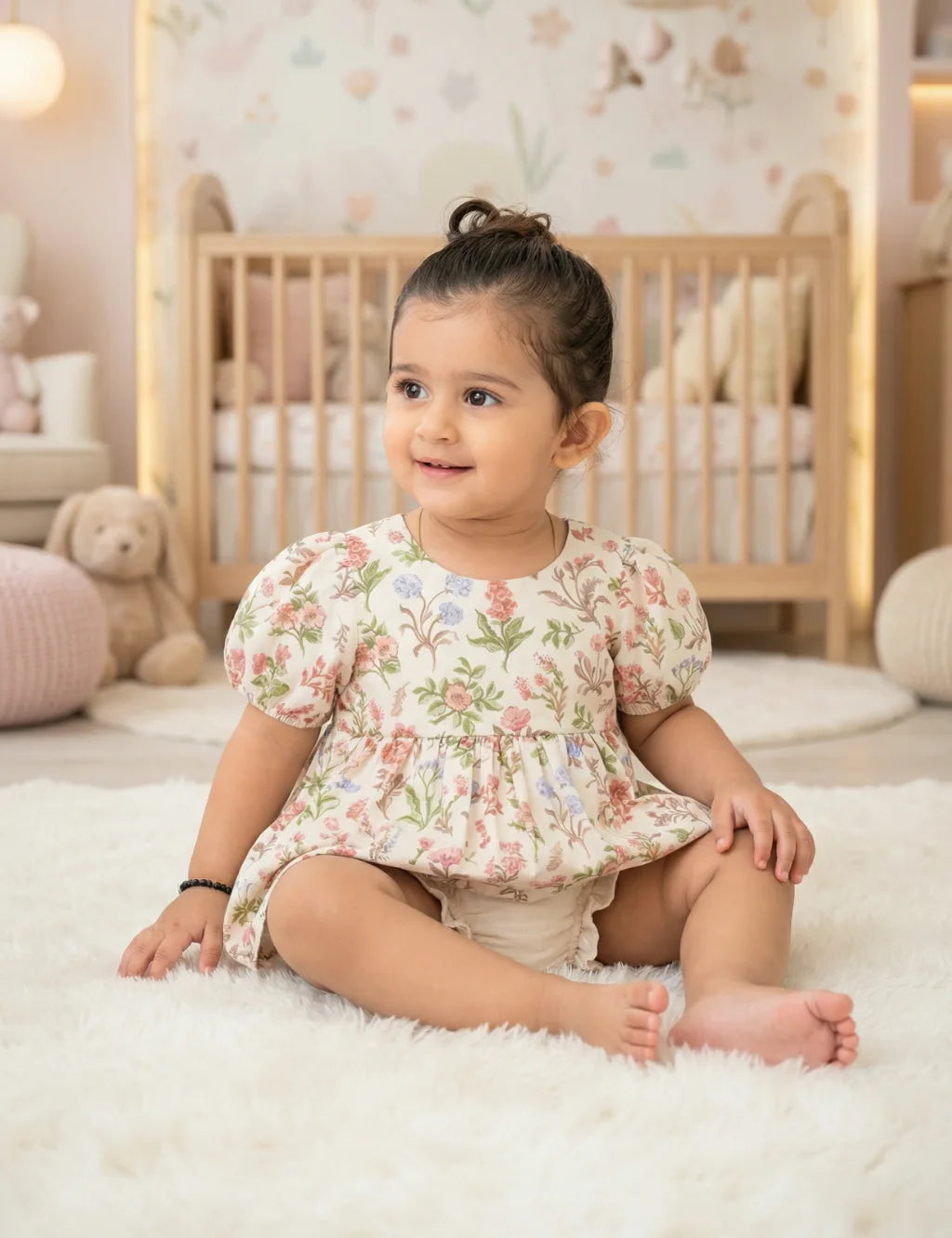 Floral Baby Dress with Ruffle Bloomer Set