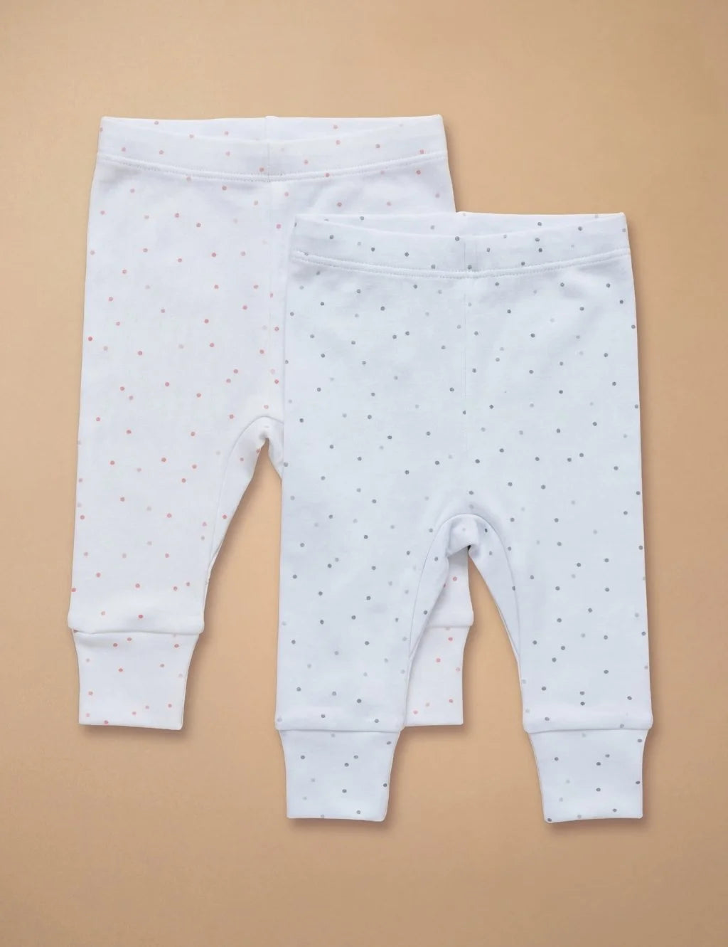 Organic Cotton Baby leggings 2 pack Pink Spot and Grey Spot