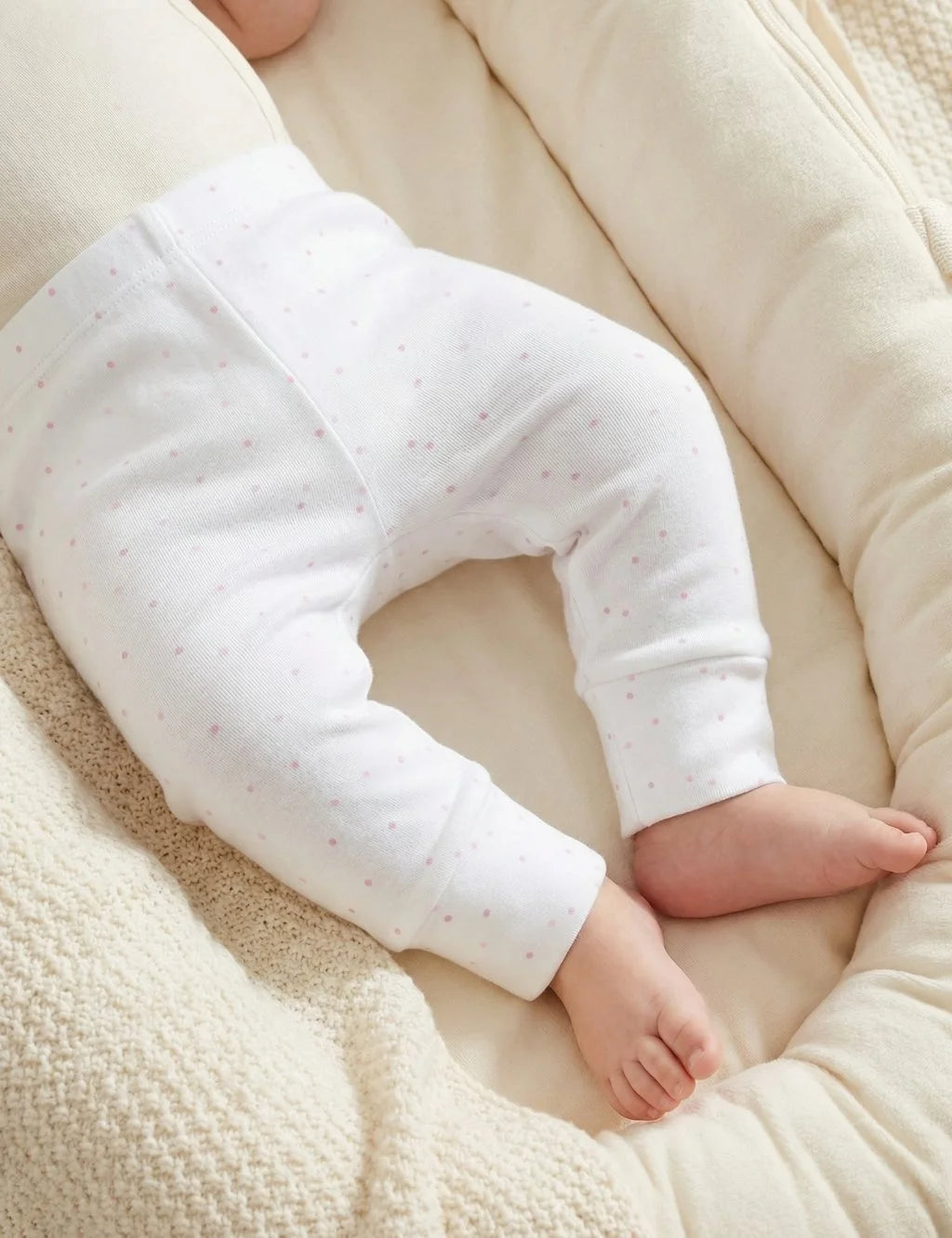 Organic Cotton Baby leggings 2 pack Pink Spot and Grey Spot