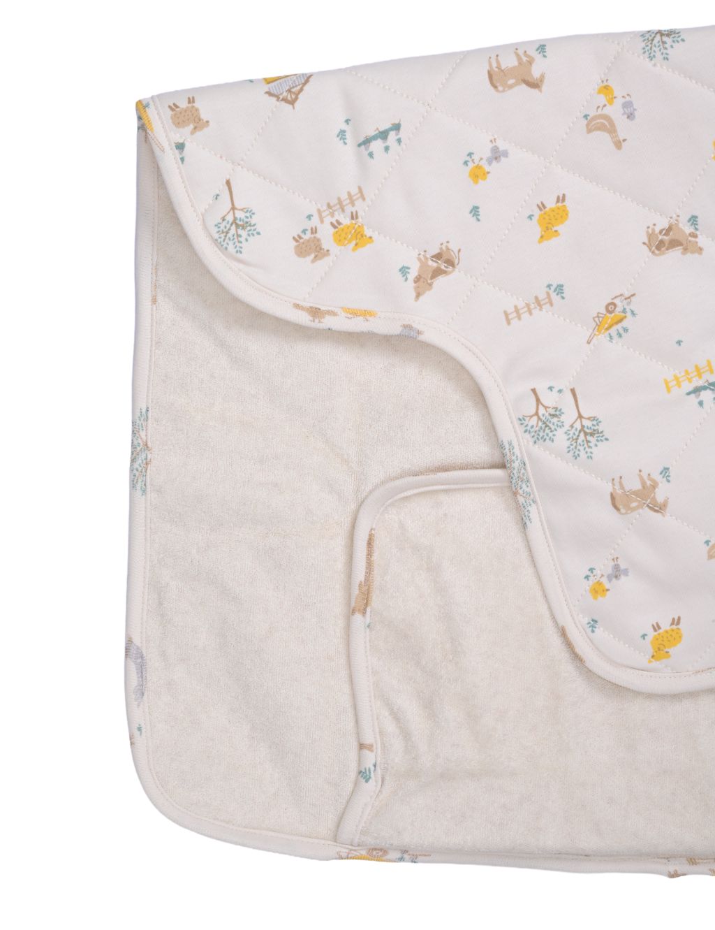 Beige Animal Print Quilted Cotton Baby Changing Mat