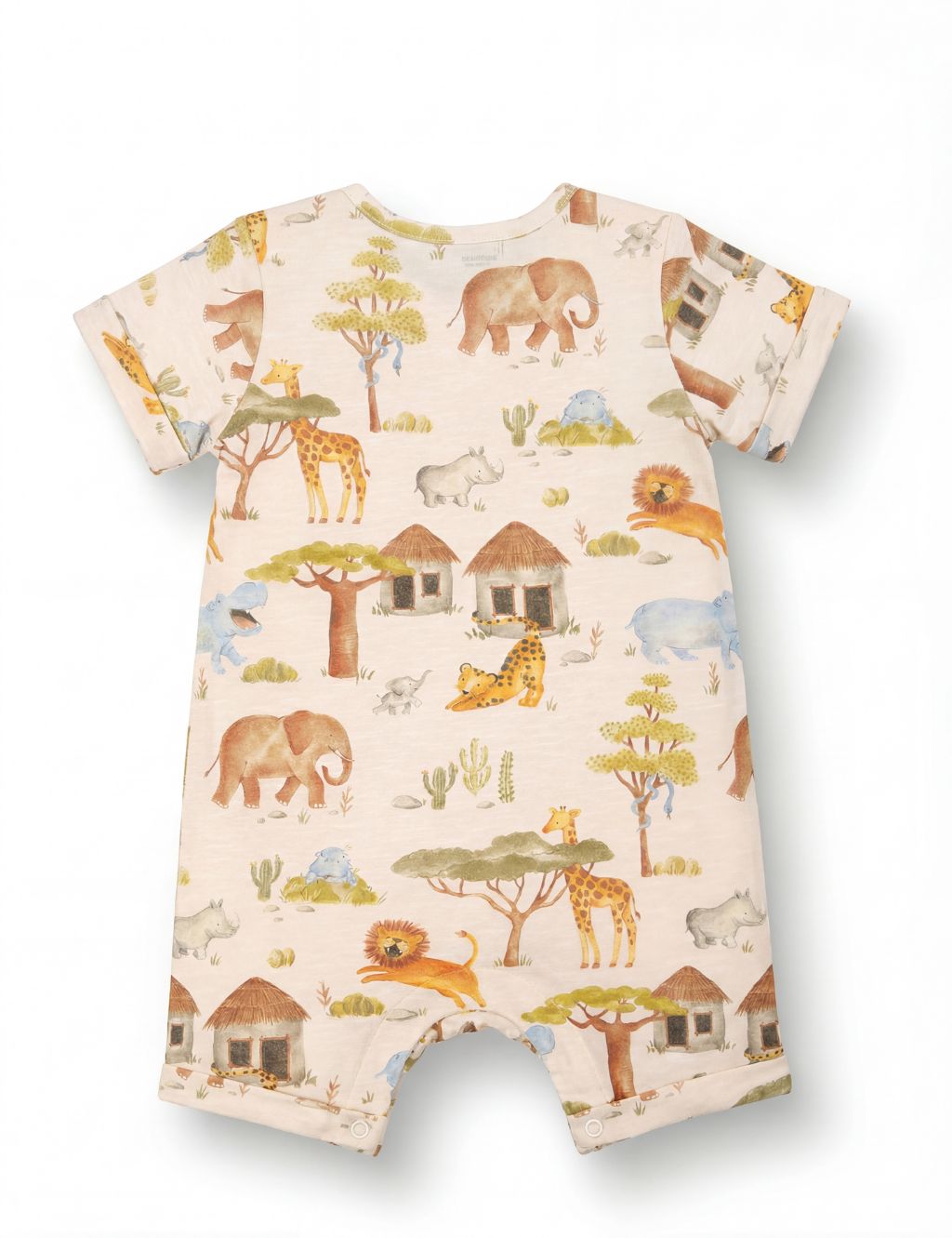 Organic Cotton Busy Animal Print Baby Romper
