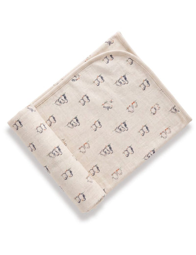 100% Organic Cotton Baby Towel - Cloud Penguin Print