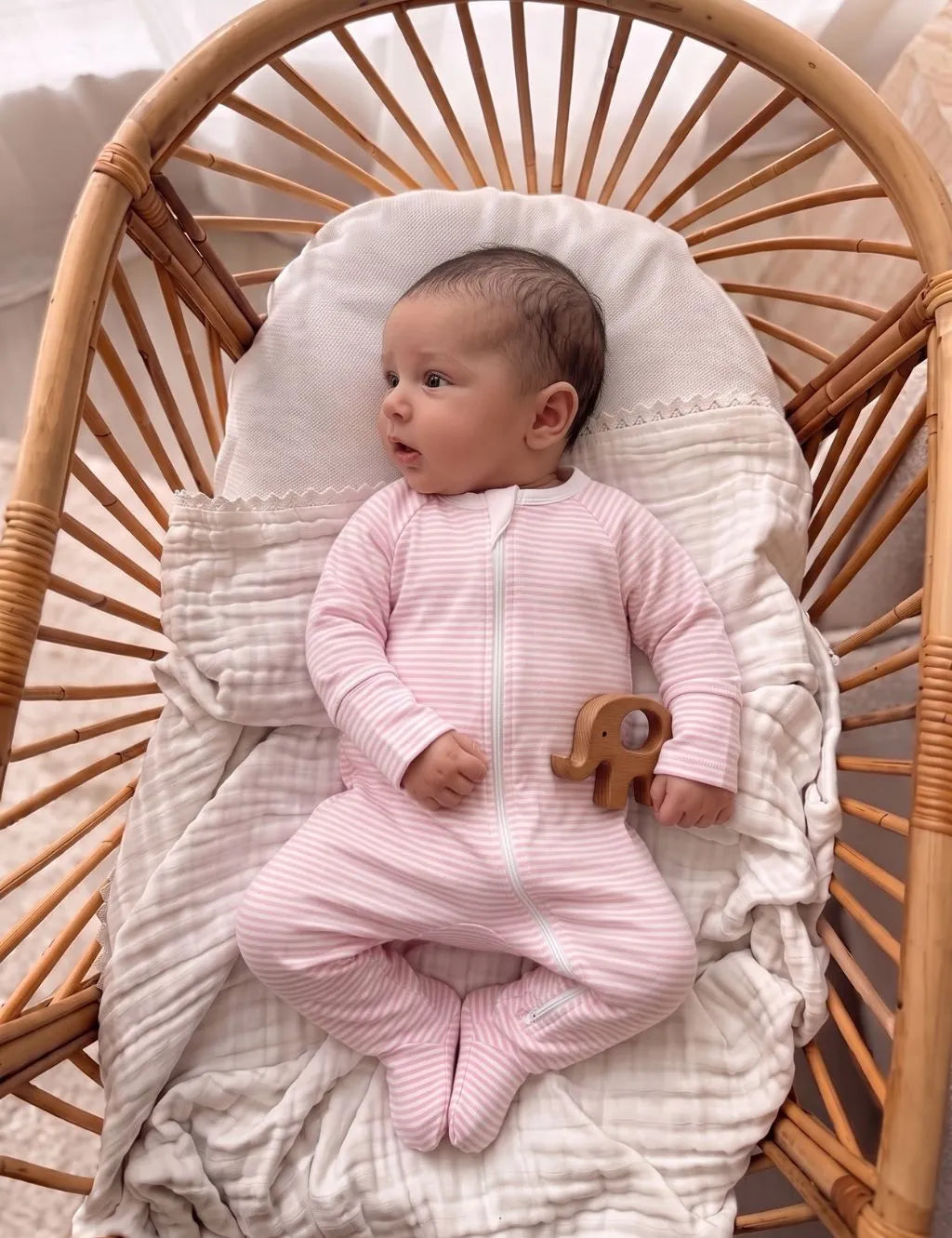 Organic Zip Baby Romper Set – Pink Leaf & Stripes (2-Pack)