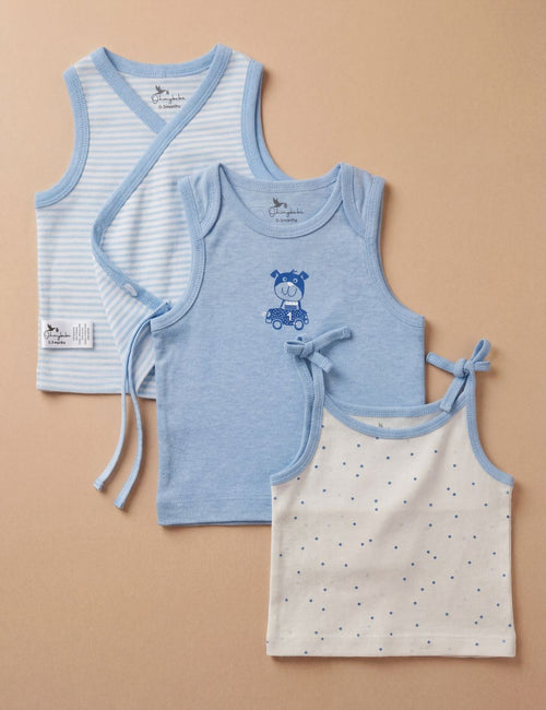 Organic Cotton Baby Jabla Set – 3 Pcs (Blue Combo)