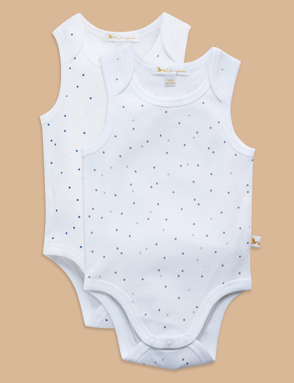 Spot Blue & Grey Singlet Bodysuit 2-Pack