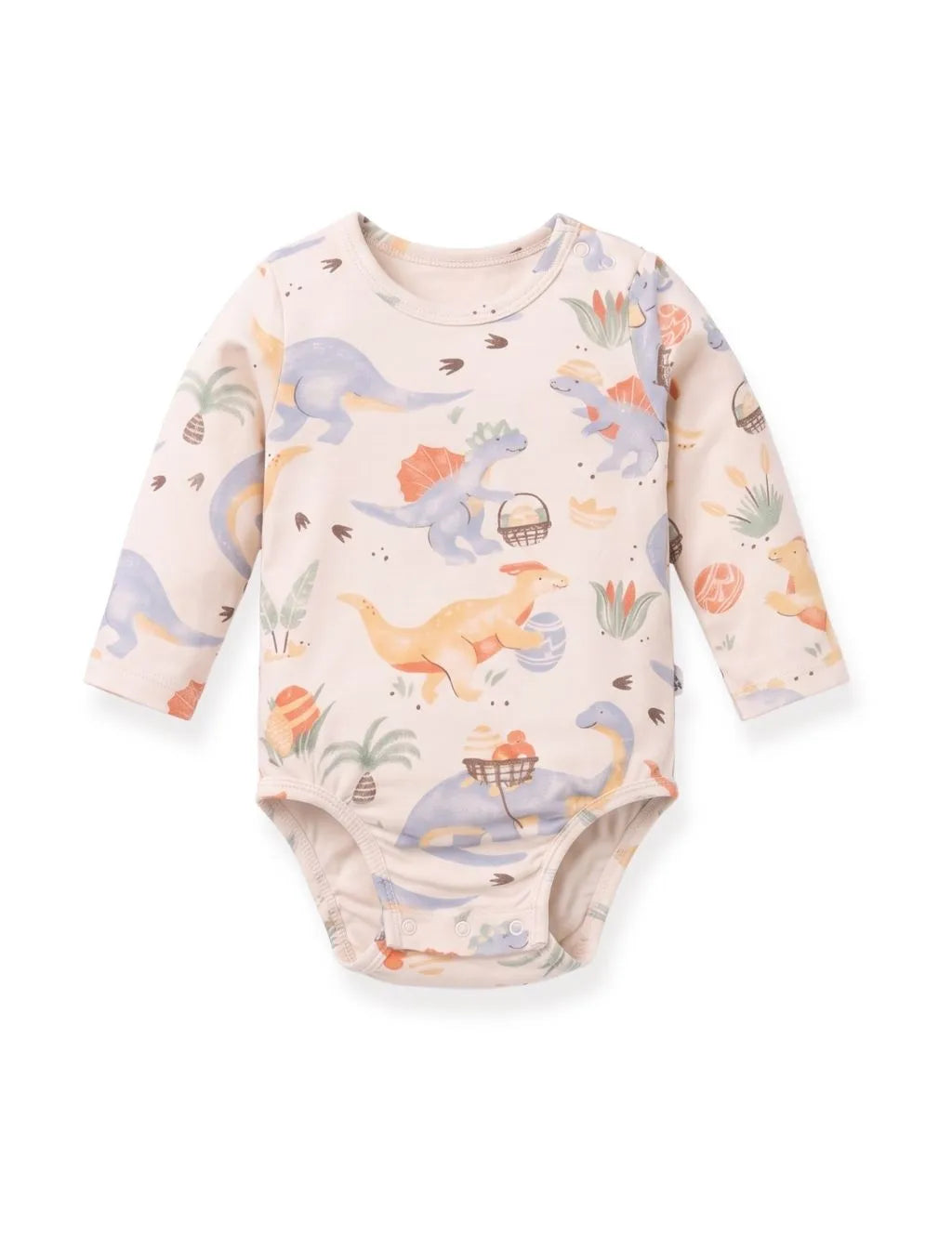 Organic Cotton 3-Piece Bodysuit Set – Easter Dina Dash Print