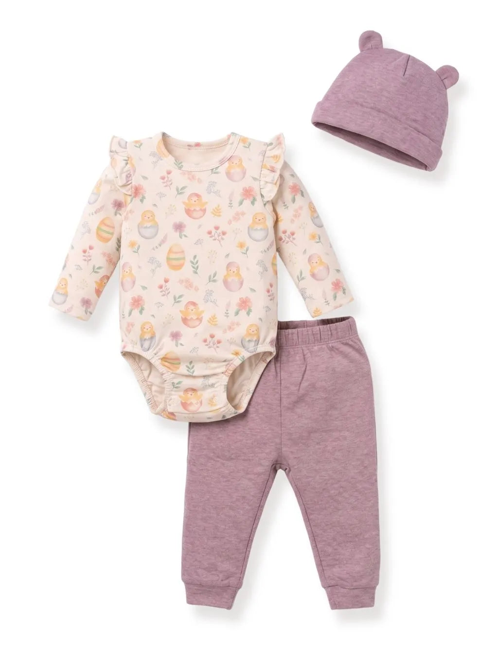 Organic Cotton 3-Piece Bodysuit Set - Hatchlings Print
