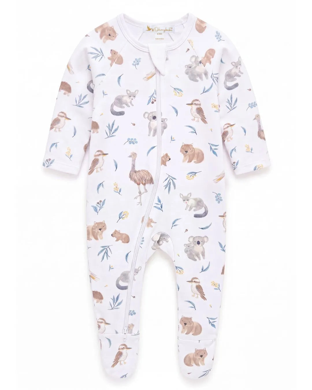 Organic Cotton Eucalyptus Zipper Romper