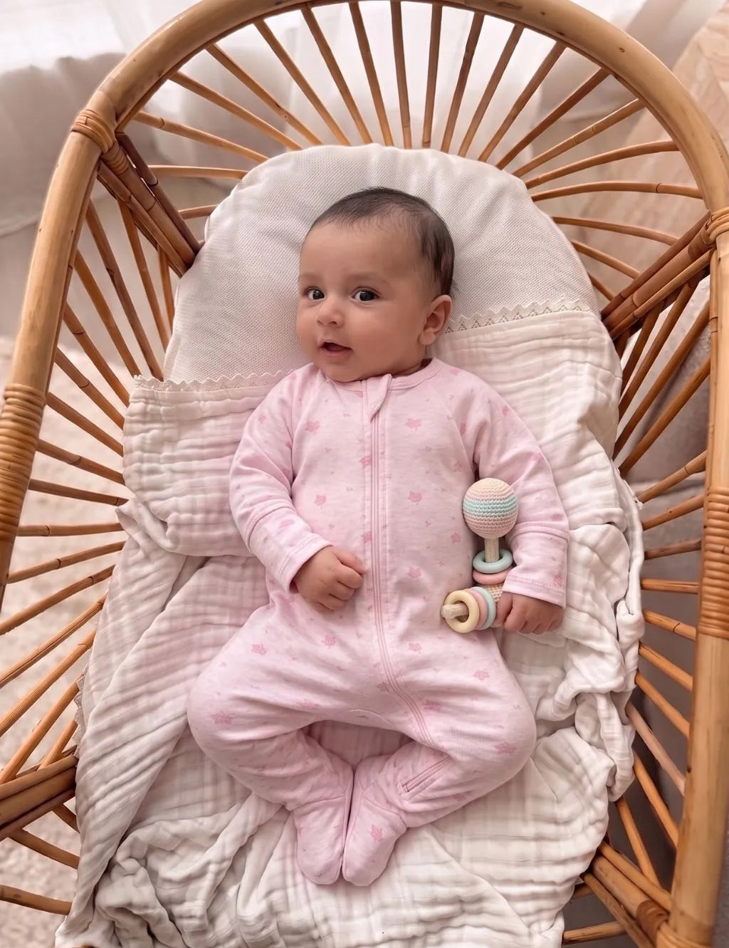 Organic Zip Baby Romper Set – Pink Leaf & Stripes (2-Pack)