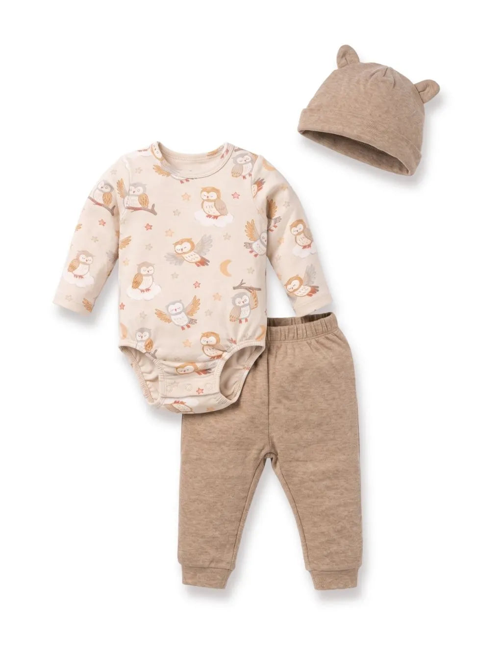 Organic Cotton 3-Piece Baby Set - Sleepy Owls Print