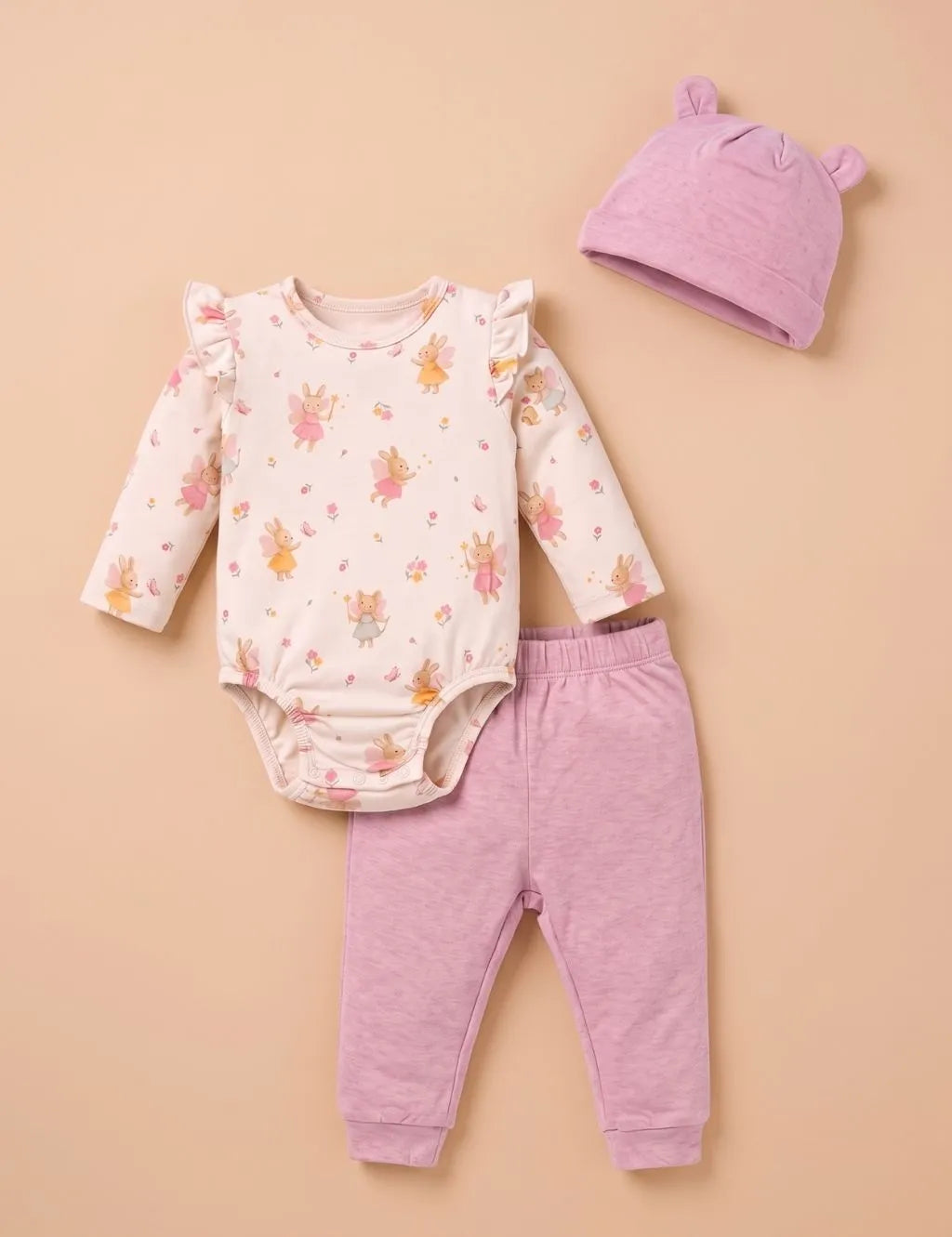 Organic Cotton 3-Piece Bodysuit Set – Flower AOP