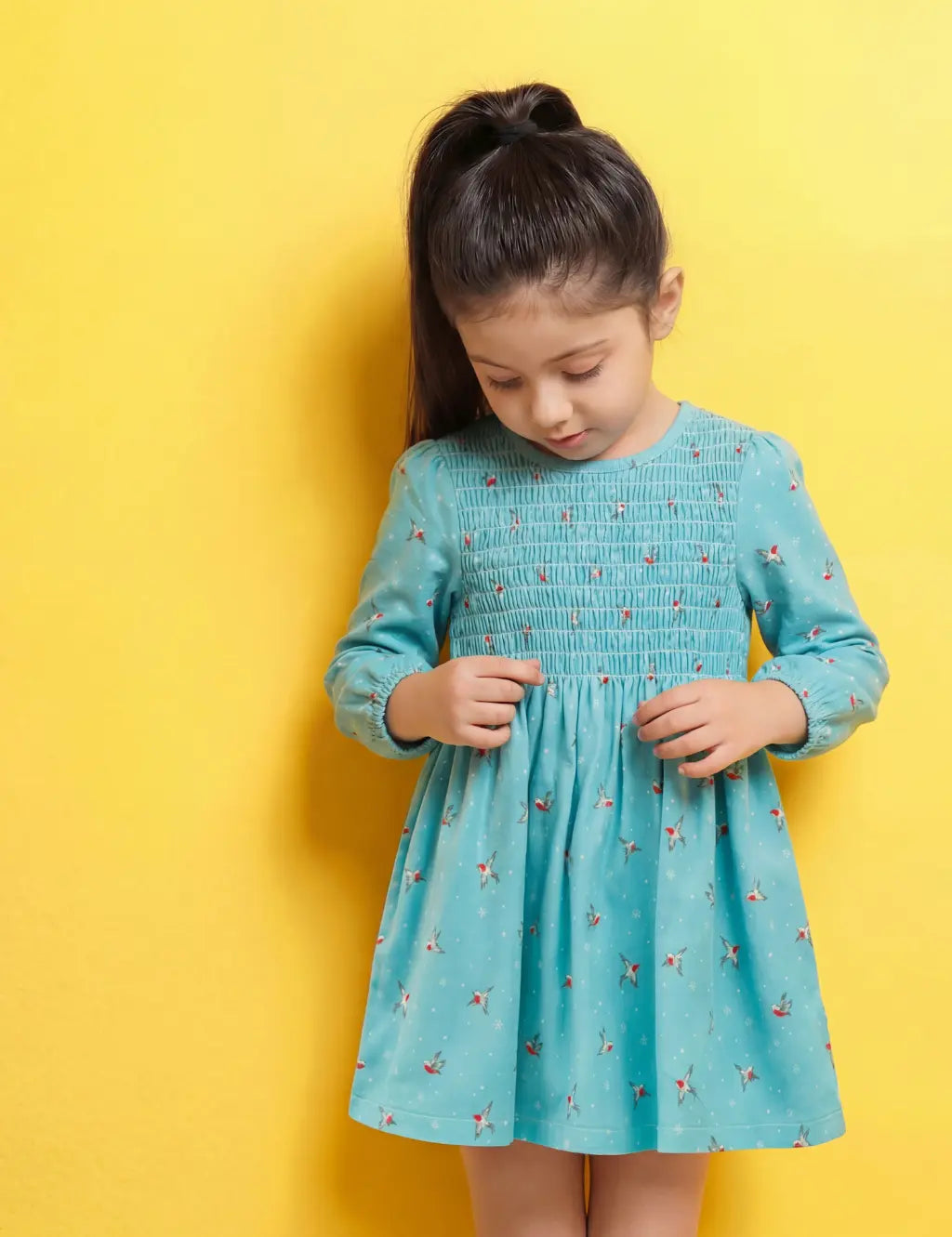 Organic Cotton Baby Girl Dress Set – Blue Floral Frock – ohmybebe