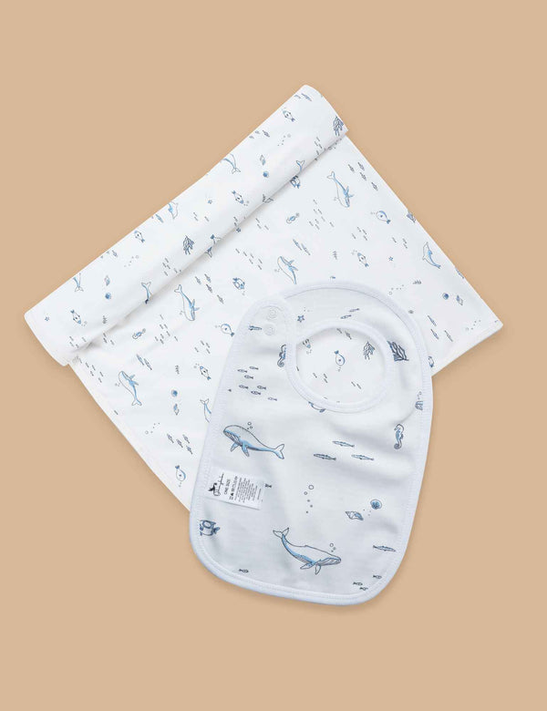 Organic Cotton Bunny Rug(110cm X 100cm) & Bib
