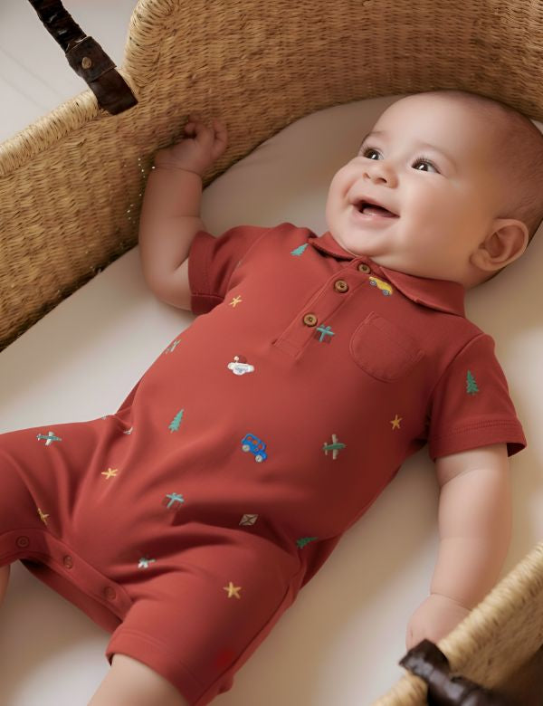 Premium Embroidered Travel Adventure Polo Romper