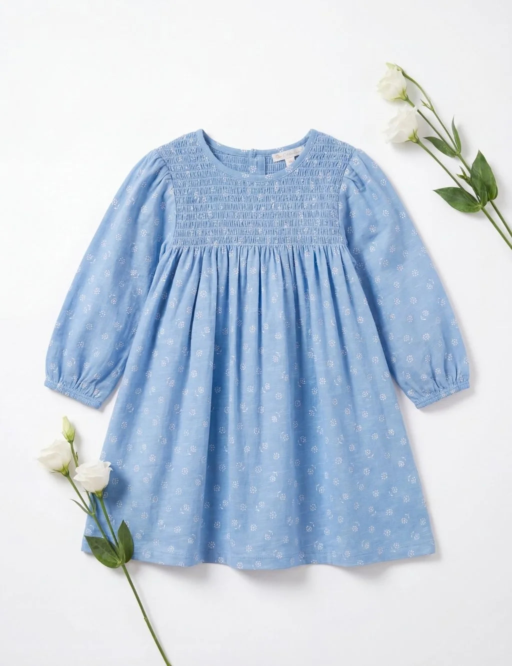 Organic Cotton Daisy Bloom Chambray Dress  with Panty