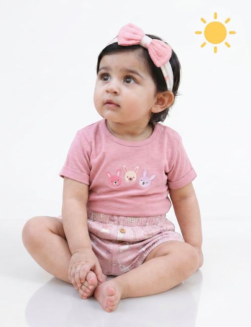 Organic Cotton Pink Bunny Tee & Shorts Set