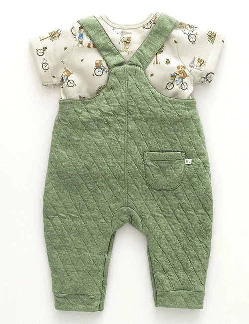 Baby Quilted Dungaree & Animal Print Tee Outfit